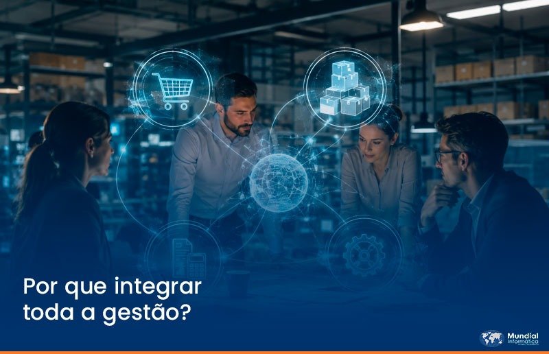 Sistema de gestão integrado da Mundial centralizando vendas, estoque, financeiro e processos da empresa.
