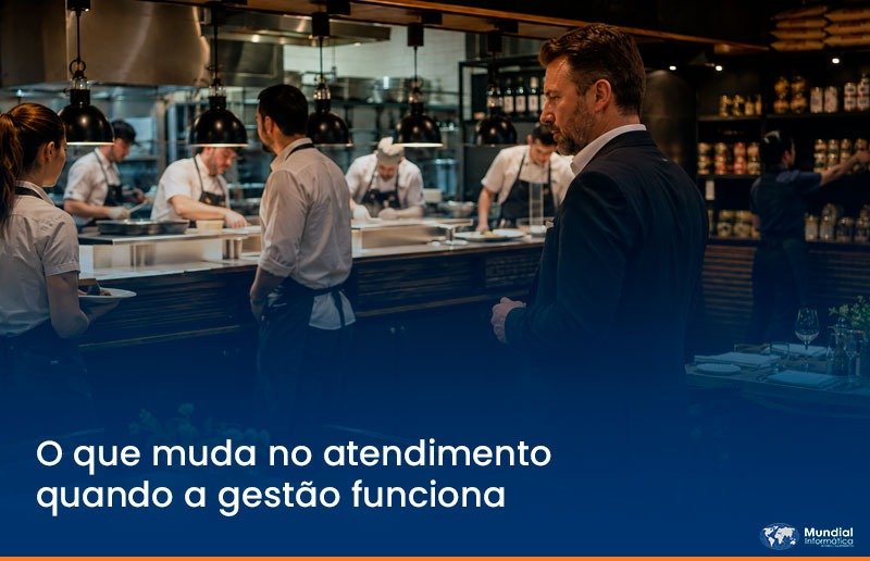 Comparativo do atendimento em restaurante antes e depois da gestão integrada.