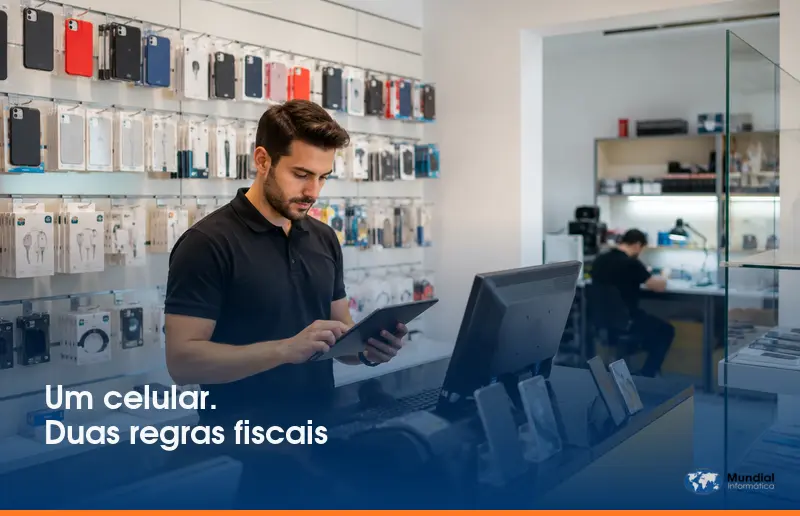Sistema de gestão acompanhando vendas e emissão fiscal no caixa de um supermercado durante a reforma tributária